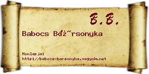Babocs Bársonyka névjegykártya